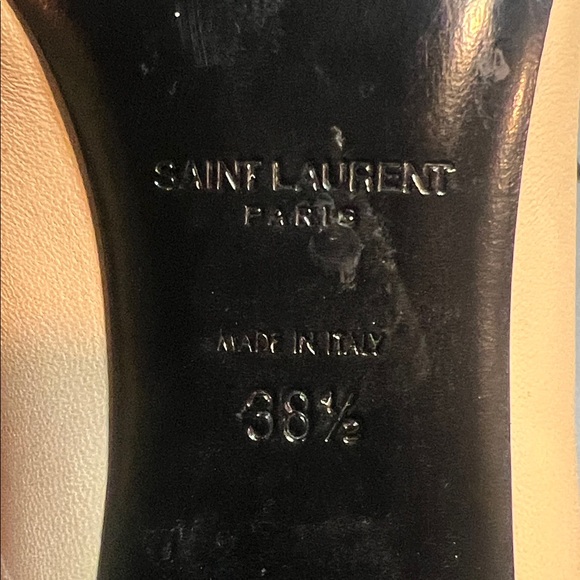 Saint Laurent Black and Cream Heels with Gold Accent - Picture 5 of 6